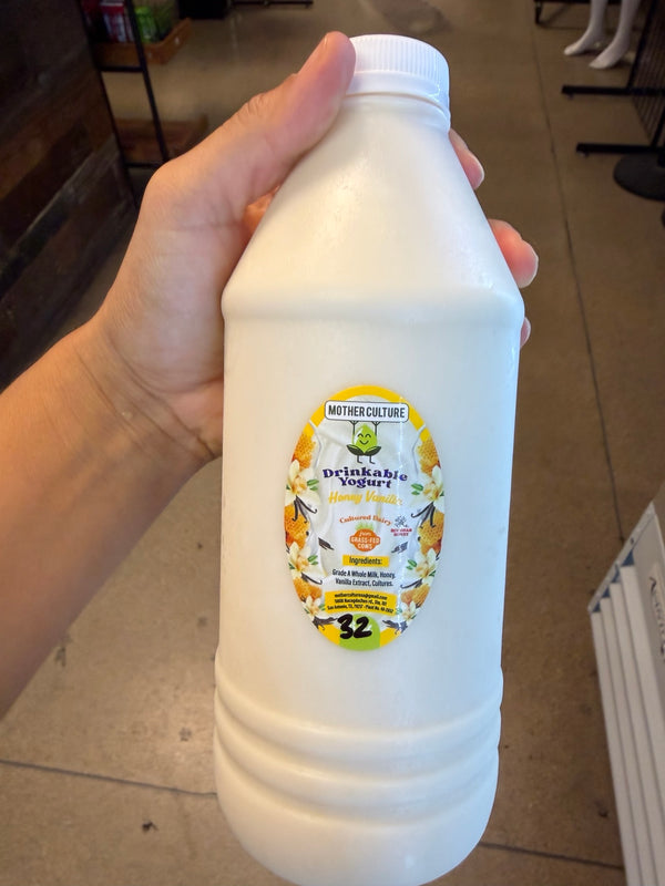 Mother Culture Honey Vanilla drinkable yogurt, 32 oz