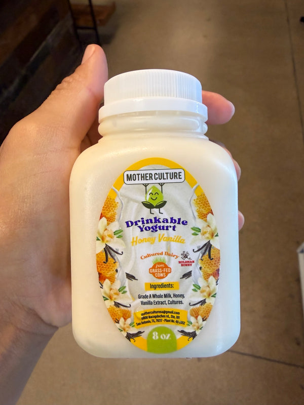 Mother Culture Honey Vanilla drinkable yogurt, 8 oz